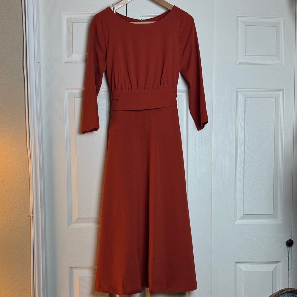 Julia Jordan Burnt Orange 3/4 Sleeve Dress Size 6 with Pockets